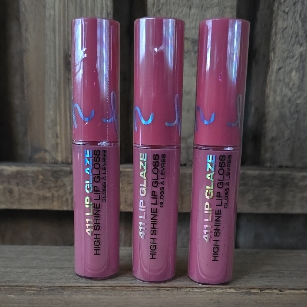 (3) 411 Lip Glaze High Shine Cream Gloss